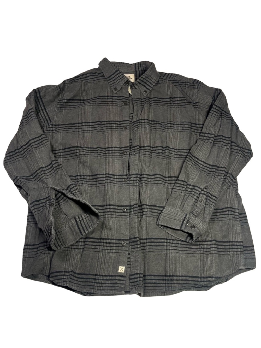 Blake Shelton x Lands End Men’s XXL Gray Plaid Button Front Flannel Shirt Cotton